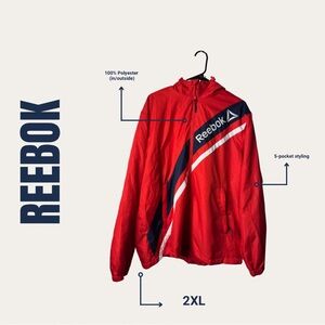 Reebok Red and Black Windbreaker